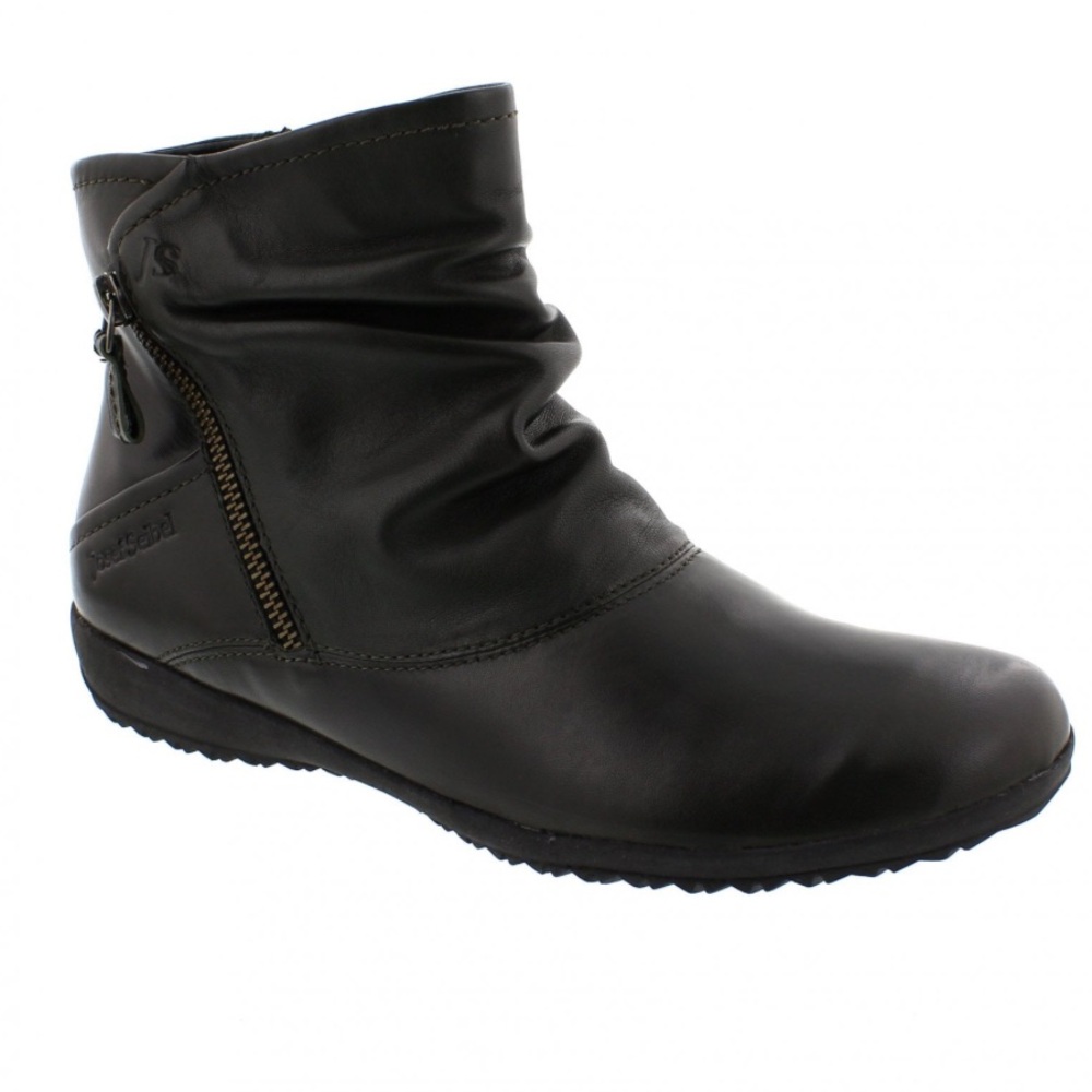 JOSEF SEIBEL Naly 01 soft black leather ruched ankle boot Sz EU 37 US 6 6.5 NEW